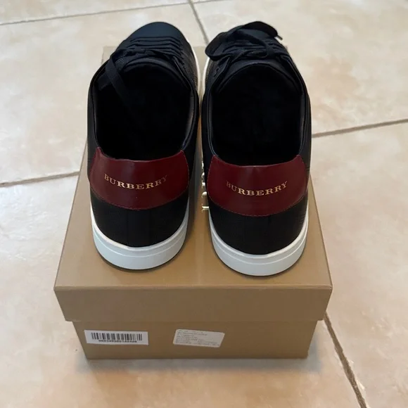 New Burberry Black Leather Sneakers
